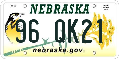NE license plate 96QK21