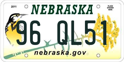 NE license plate 96QL51