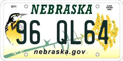 NE license plate 96QL64