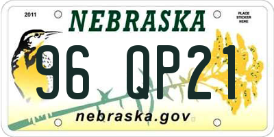 NE license plate 96QP21