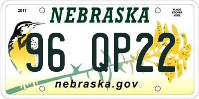 NE license plate 96QP22