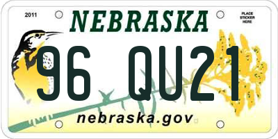 NE license plate 96QU21