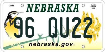 NE license plate 96QU22