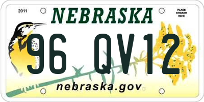 NE license plate 96QV12