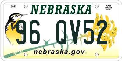 NE license plate 96QV52