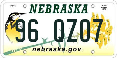 NE license plate 96QZ07