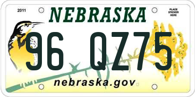 NE license plate 96QZ75