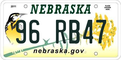 NE license plate 96RB47