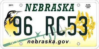 NE license plate 96RC53