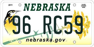 NE license plate 96RC59
