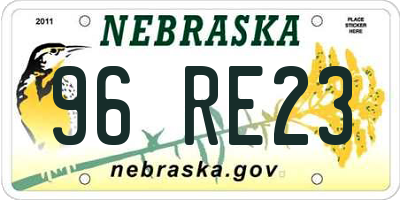 NE license plate 96RE23