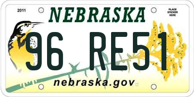 NE license plate 96RE51