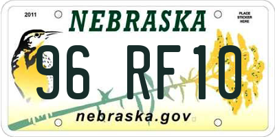 NE license plate 96RF10
