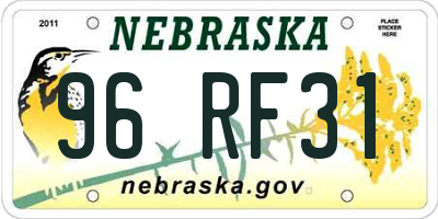 NE license plate 96RF31