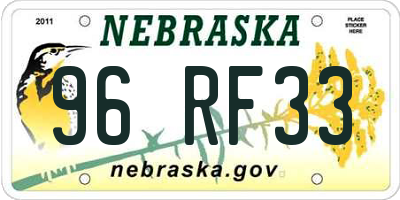NE license plate 96RF33
