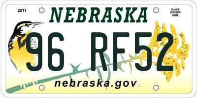 NE license plate 96RF52