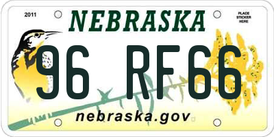 NE license plate 96RF66
