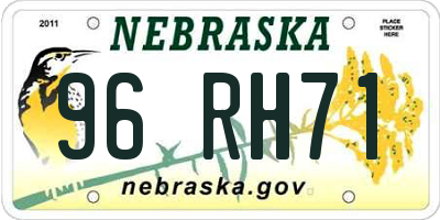 NE license plate 96RH71