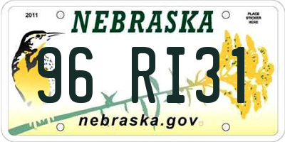 NE license plate 96RI31