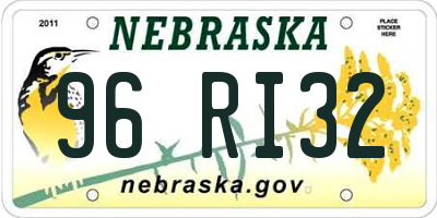 NE license plate 96RI32