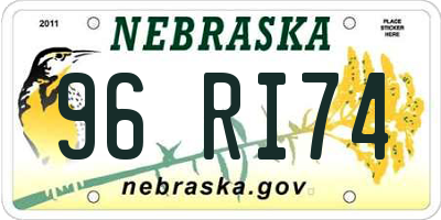 NE license plate 96RI74