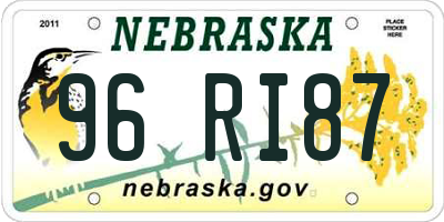NE license plate 96RI87