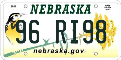 NE license plate 96RI98