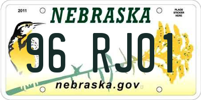 NE license plate 96RJ01