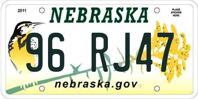 NE license plate 96RJ47