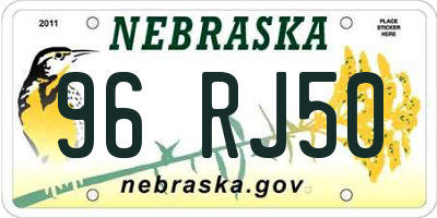 NE license plate 96RJ50