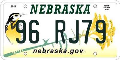 NE license plate 96RJ79