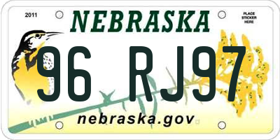 NE license plate 96RJ97
