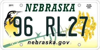 NE license plate 96RL27