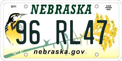 NE license plate 96RL47