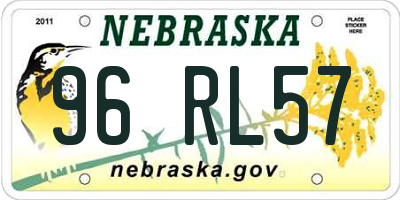 NE license plate 96RL57