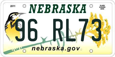 NE license plate 96RL73