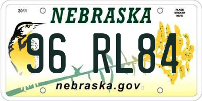 NE license plate 96RL84