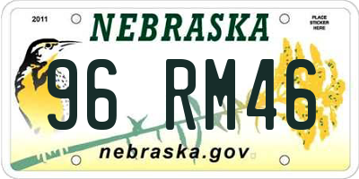 NE license plate 96RM46