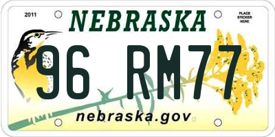 NE license plate 96RM77