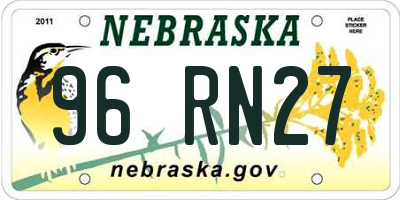 NE license plate 96RN27