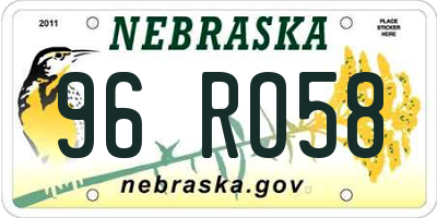 NE license plate 96RO58
