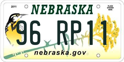 NE license plate 96RP11