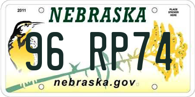 NE license plate 96RP74