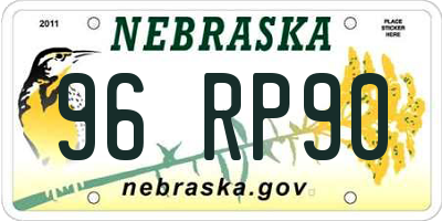NE license plate 96RP90