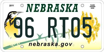 NE license plate 96RT05