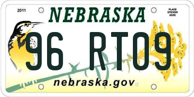 NE license plate 96RT09