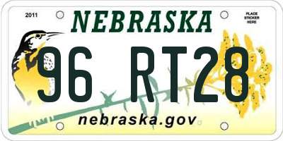 NE license plate 96RT28