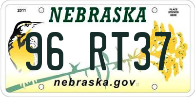 NE license plate 96RT37