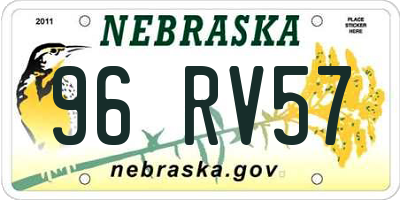 NE license plate 96RV57