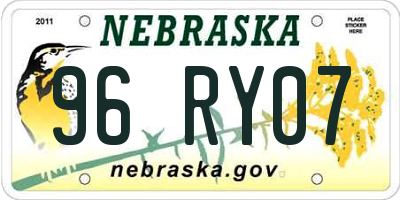 NE license plate 96RY07